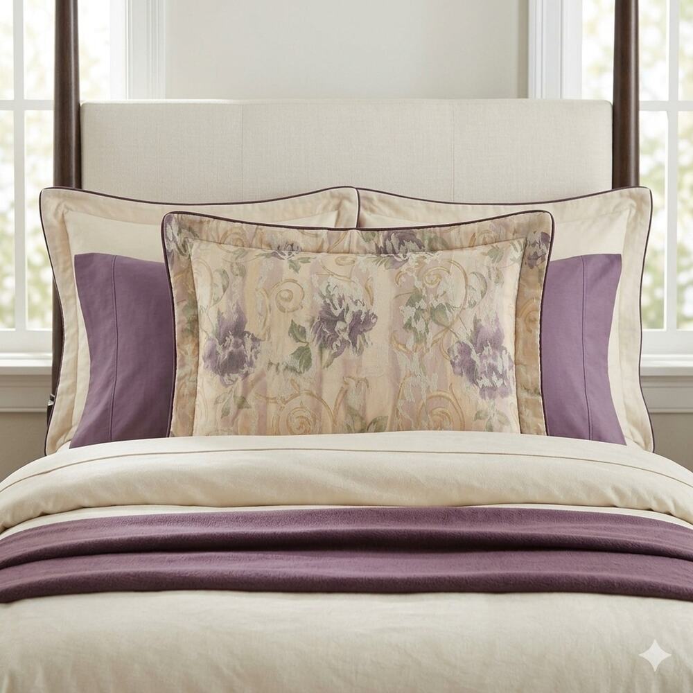 Vtg Croscill Chambord Cassis KING 1 Quilted Sham‎ Floral Jacobean Grandmillenial